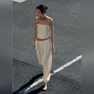 NWT Zara Puffy Knit Trousers With Side Vents LARGE